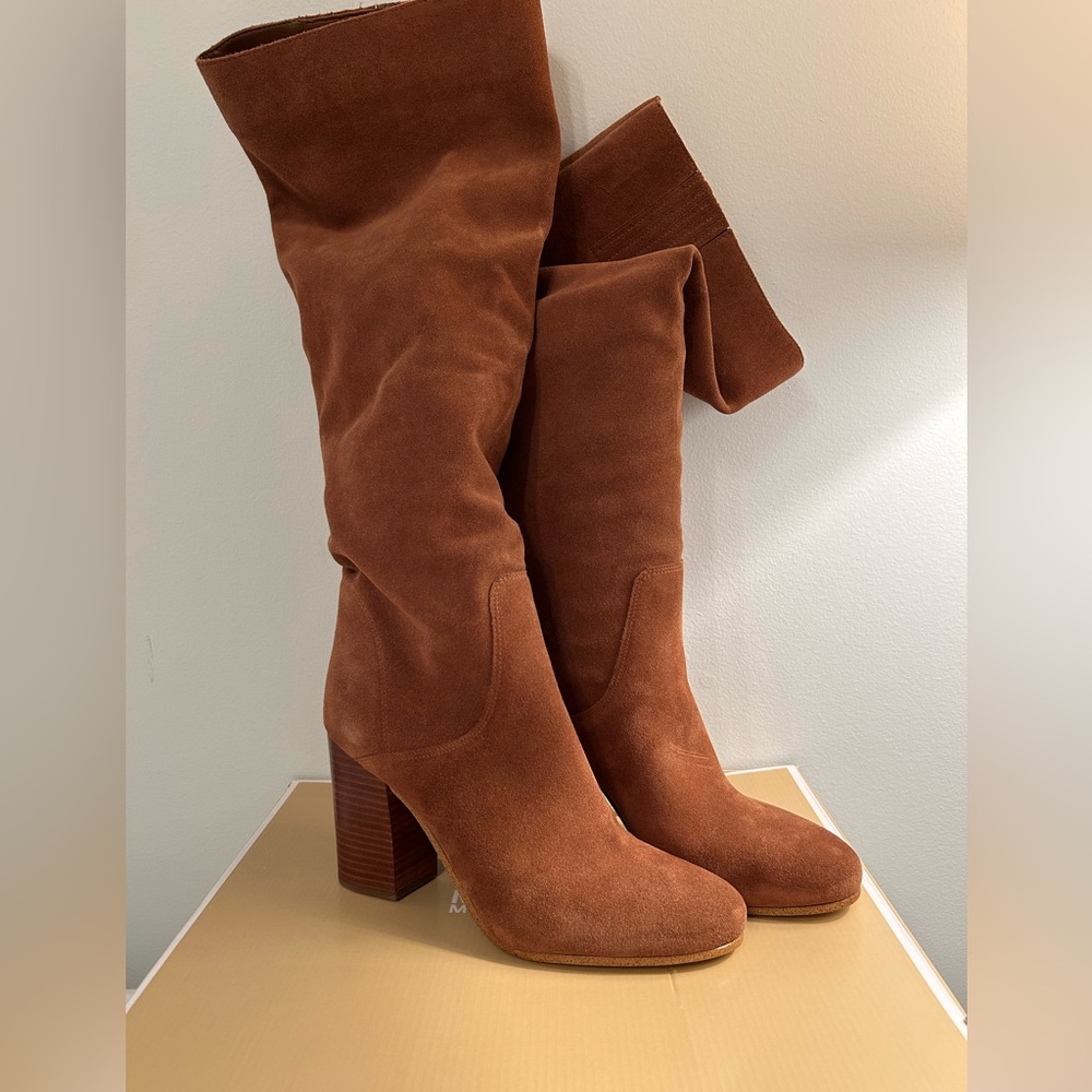 Brown Suede Knee-High Boots